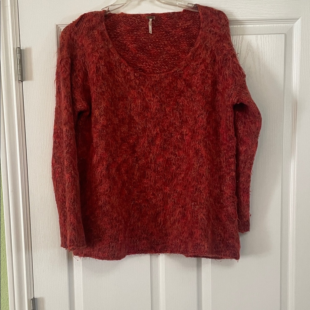 Free People OrangeScoop Neck Mohair Sweater S
